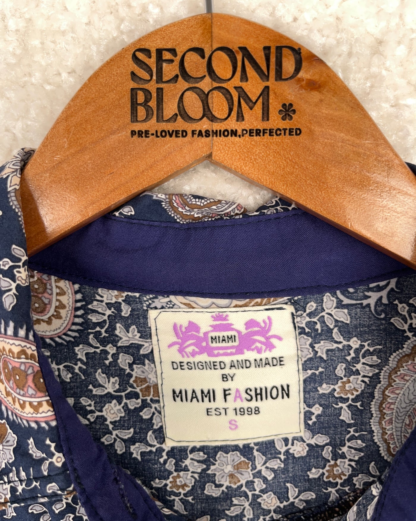 Dark Paisley Shirt with Pockets- Size: S — measurements
