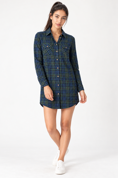 Plaid Shirt Dress in Heavyweight Cotton- Size: M