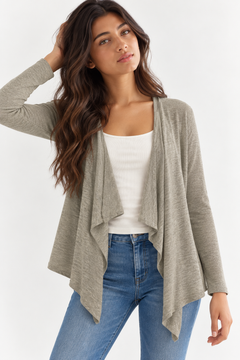 Open-Front Cardigan in Light Grey- Size: M
