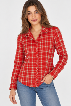 Columbia Red Plaid Shirt - Size: L (Fits: M)