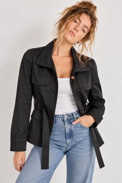 Black Belted Safari Jacket - Size: XXS/XS