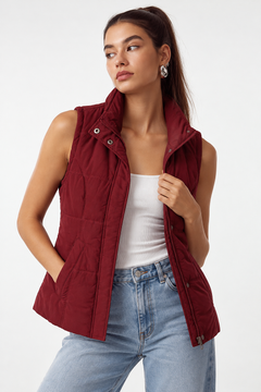 Burgundy Quilted Puffer Vest- Size: S