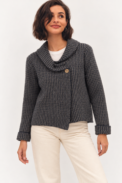 Chunky Waffle Knit Cardigan - Size: M/L
