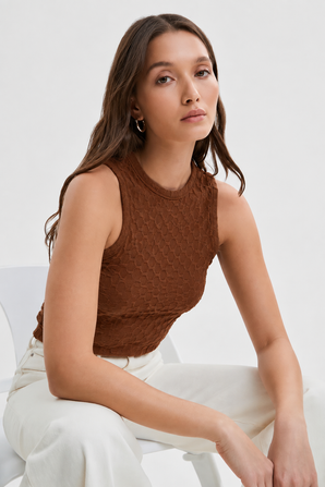 Chocolate Brown Stretchy Top - Size: XS