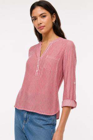 Stripped red and white blouse - Size: M