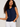 Navy Blouse with Textured Pattern - Size: S/M