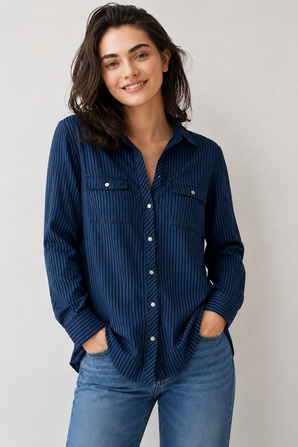 Fitted Shirt with Black Stripes- Size: S/M