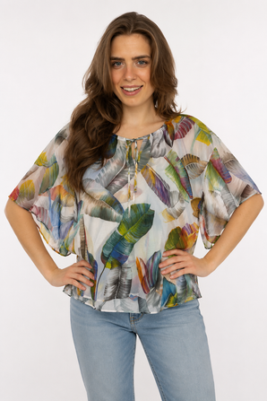 Vivid Jungle Print Blouse - Size: L
