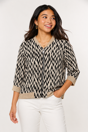 Black and White Zig-zag Jacket in Viscose- Size: S/M