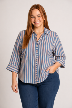 Cotton Blouse with Ruffles - Size: L