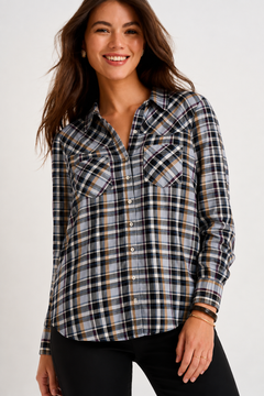Plaid Western Shirt in All Cotton - Size: L