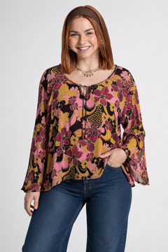 Retro Bohemian-Style Blouse - Size: XL