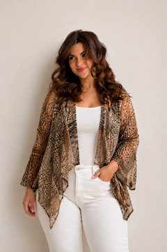Embroidered Cardigan with Waterfall Hem - Size: XL