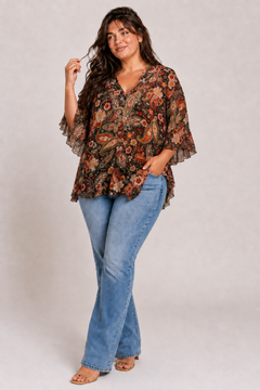 Embellished Tunic Blouse in Viscose- Size: XXL