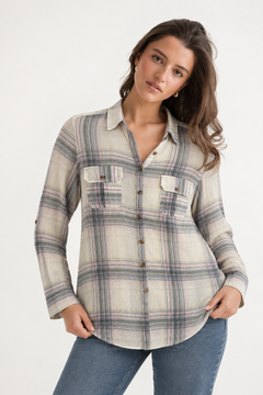 Cotton Shirt in Pastel Tones - Size: M