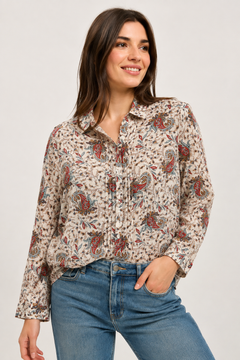 Paisley Print Shirt in All Cotton- Size: L