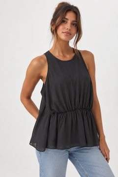 Halter-neck Top with Gathered Waist- Size: M