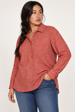 Floral Roll-sleeve Popover- Size: L/XL
