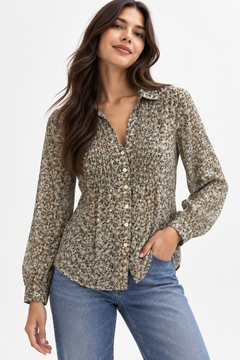 Ditsy Floral Blouse in Muted Tones- Size: XS