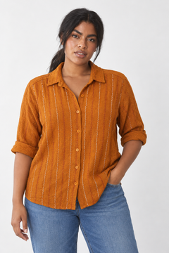 Embroidered Cotton Linen Shirt - Size: XL