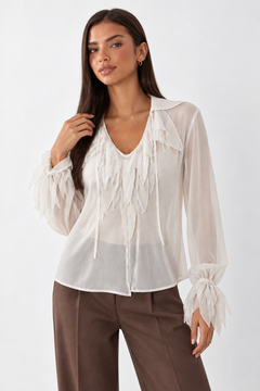 ♦︎ White Sheer Blouse - Size: M