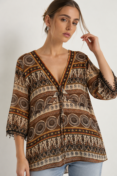 ♦︎ Bohemian Patterned Blouse - Size: L