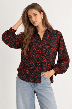 ♦︎ Red Spotty Black Top - Size: XS/S