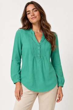 ♦︎ Green Pintuck Blouse - Size: S/M
