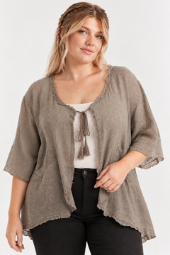 Vintage Cardigan in All Linen - Size: Free Size