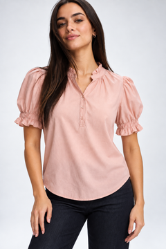 Puff Sleeve Blouse in Crisp Cotton- Size: S