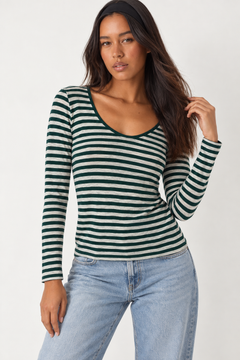 Striped Long Sleeve T-Shirt in Cotton- Size: S