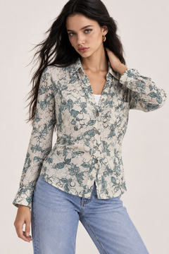 Slim-Fit Blouse in Cotton Modal- Size: S