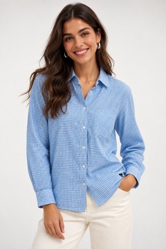 MaxMara Sky Blue Check Shirt - Size: S