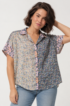 Floral Patchwork Shirt in Cotton- Size: XXL/XXXL