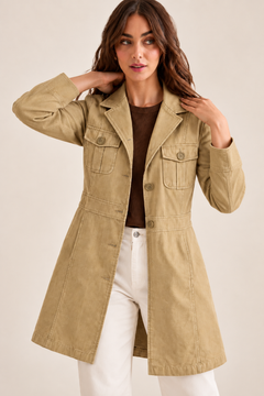 Vintage Safari Jacket in Structured Cotton- Size: S/M