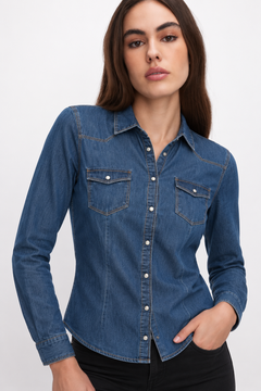 Snap Button Western Shirt - Size: S