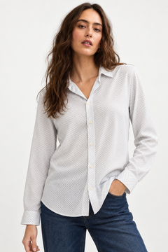 Cotton Blend Shirt with Fine Pattern- Size: S