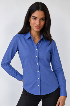 100% Cotton Shirt in Medium Blue- Size: S/M