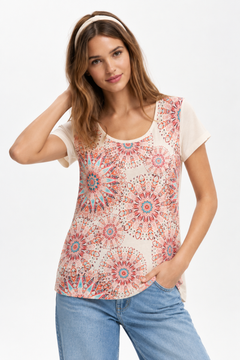 Mandala Print Tee in Cotton- Size: S/M