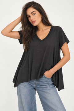 Black Ribbed Top with Shimmer - Size: S/M