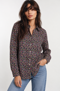 Organic Cotton Shirt in Dark Floral- Size: S/M