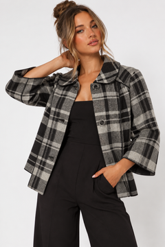 Cropped Swing Jacket with 3/4 Sleeves- Size: S/M