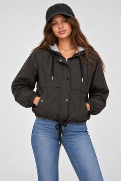 Black Hooded Windbreaker - Size: S
