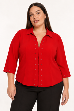 ♦︎ Red Eyelet Blouse - Size: XL
