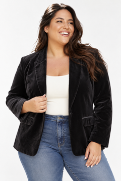 Velvet Single-breasted Blazer - Size: XXL/XXXL
