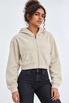 Cotton Zip-up Crop Jacket - Size: XS (Fits: S/M)