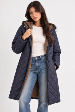 Quilted Coat with Fleece Lining- Size: M