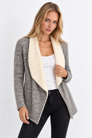 Warm Sherpa Collar Cardigan - Size: XS/S