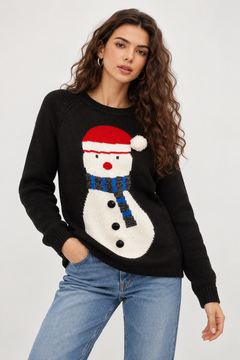 Snowman Knit Christmas Jumper - Size: S