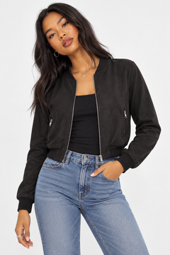 Bomber Jacket in Faux Suede- Size: M